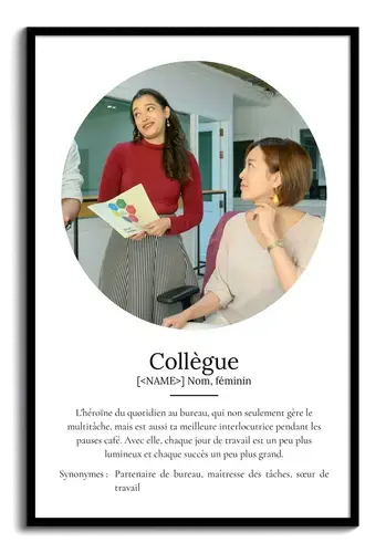Poster Définition Personnalisé "Collègue" - Cadeau Unique avec Photo et Texte
