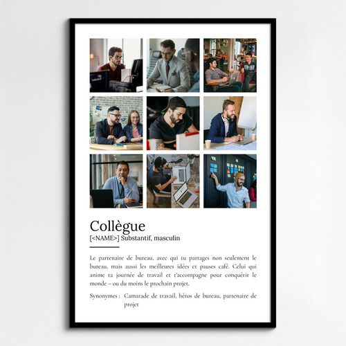 Poster Définition 'Collègue' - Cadeau Personnalisé avec Déf. et Photos