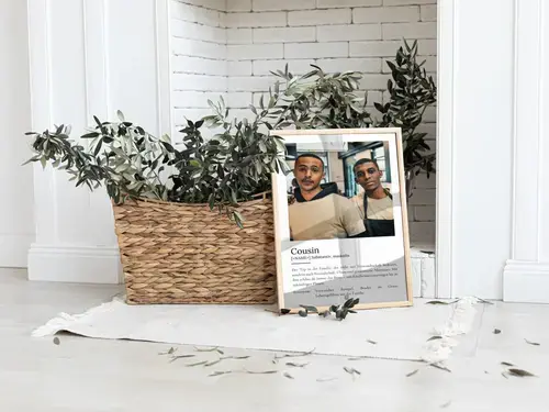 Definitions-Poster Cousin mit Foto - Duden-Stil