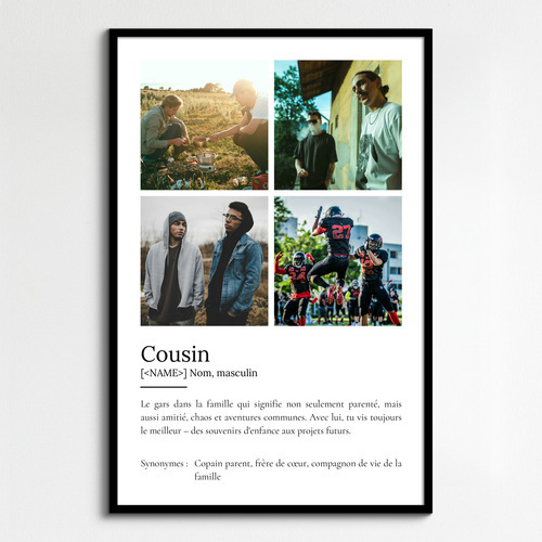 Créez un Poster Définition: 'Cousin' Cadeau Unique Personnalisé