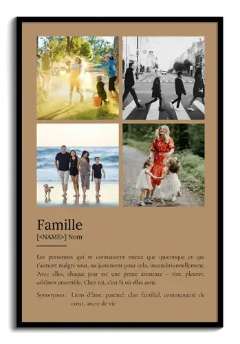 Créez votre poster famille personnalisé style Duden avec définition et photos