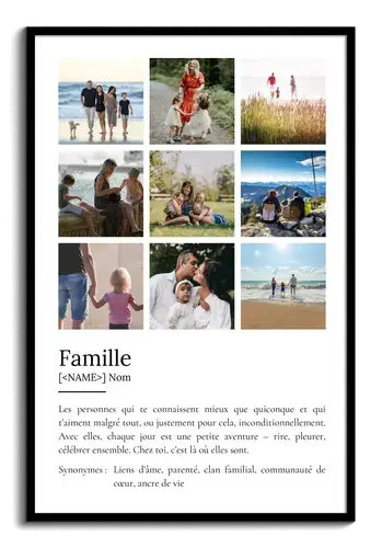 Créez votre poster famille personnalisé style Duden avec définition et photos