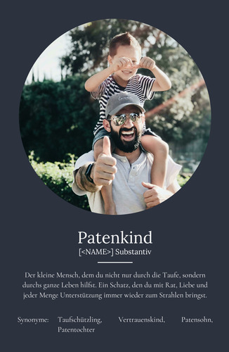 "Patenkind" Definition - Geschenk als Poster, Leinwand erstellen. Eigene Fotos und Text.