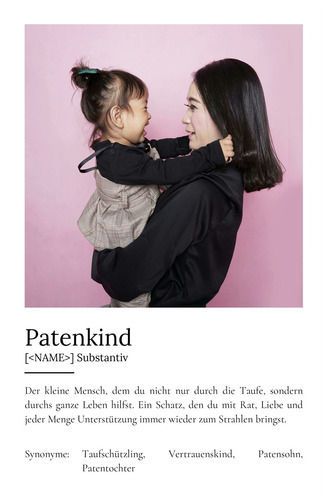 "Patenkind" Definition - Geschenk als Poster, Leinwand erstellen. Eigene Fotos und Text.