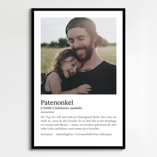 "Patenonkel" Definition - Geschenk als Poster, Leinwand erstellen. Eigene Fotos und Text.