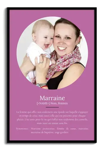 Poster Définition Personnalisée pour Marraine avec Photos - Cadeau Unique