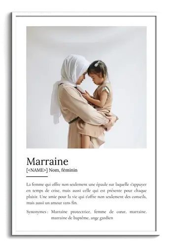 Poster Définition Personnalisée pour Marraine avec Photos - Cadeau Unique