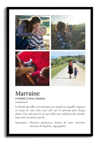 Poster Définition Personnalisée pour Marraine avec Photos - Cadeau Unique