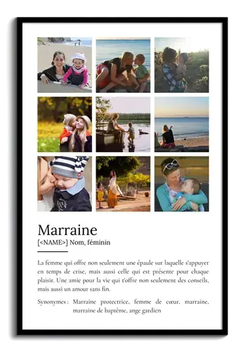 Poster Définition Personnalisée pour Marraine avec Photos - Cadeau Unique