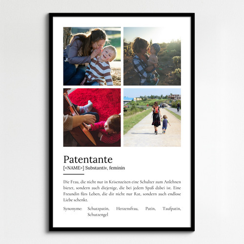 "Patentante" Definition - Geschenk als Poster, Leinwand erstellen. Eigene Fotos und Text.