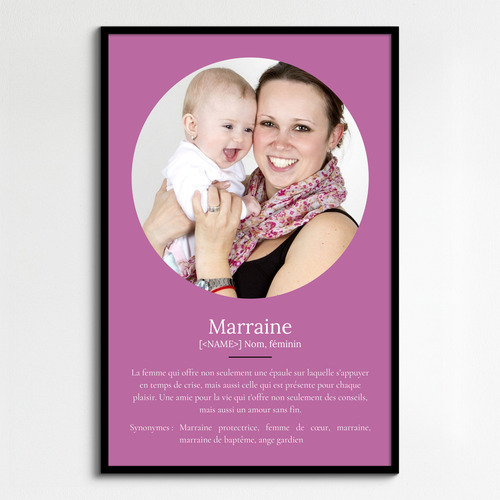 Poster Définition Personnalisée pour Marraine avec Photos - Cadeau Unique