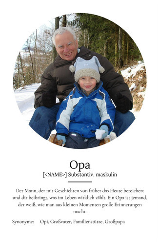"Opa" Definition - Geschenk als Poster, Leinwand erstellen. Eigene Fotos und Text.