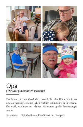 "Opa" Definition - Geschenk als Poster, Leinwand erstellen. Eigene Fotos und Text.