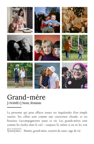 Poster Définition Personnalisé pour Mamie - Cadeau Unique avec Vos Photos