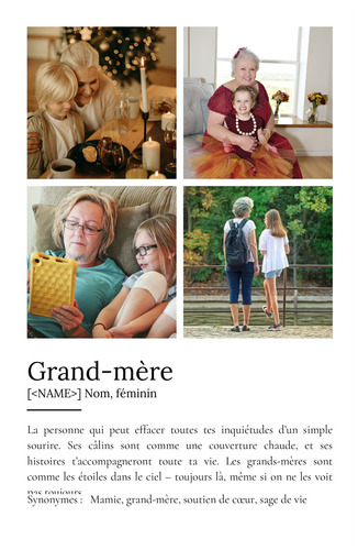 Poster Définition Personnalisé pour Mamie - Cadeau Unique avec Vos Photos