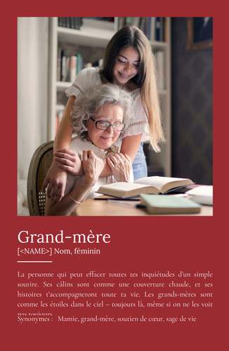 Poster Définition Personnalisé pour Mamie - Cadeau Unique avec Vos Photos