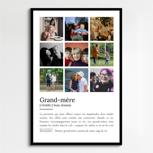 Poster Définition Personnalisé pour Mamie - Cadeau Unique avec Vos Photos