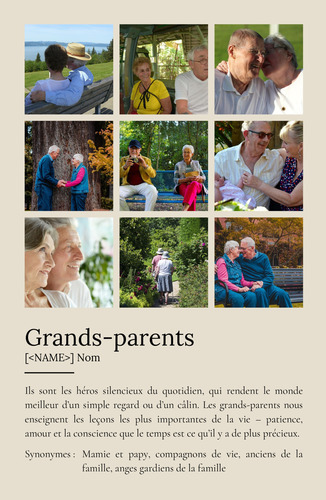 Poster personnalisé pour grands-parents – Cadeau d'amour avec photos et définition