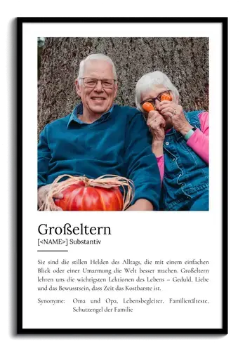 "Großeltern" Definition - Geschenk als Poster, Leinwand erstellen. Eigene Fotos und Text.