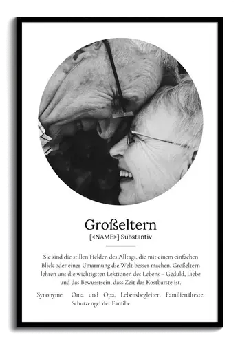 "Großeltern" Definition - Geschenk als Poster, Leinwand erstellen. Eigene Fotos und Text.