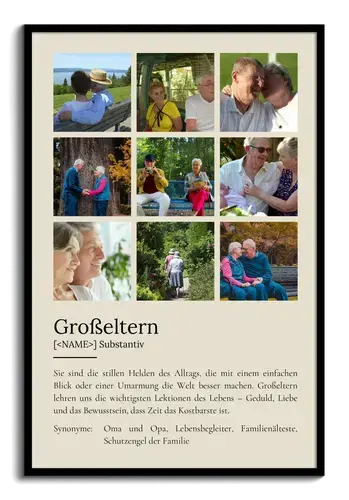 "Großeltern" Definition - Geschenk als Poster, Leinwand erstellen. Eigene Fotos und Text.