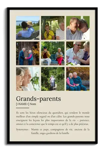 Poster personnalisé pour grands-parents – Cadeau d'amour avec photos et définition