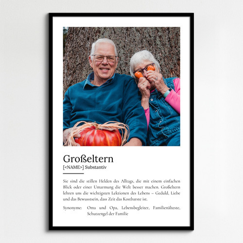 "Großeltern" Definition - Geschenk als Poster, Leinwand erstellen. Eigene Fotos und Text.