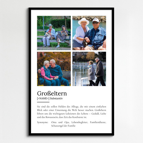 "Großeltern" Definition - Geschenk als Poster, Leinwand erstellen. Eigene Fotos und Text.