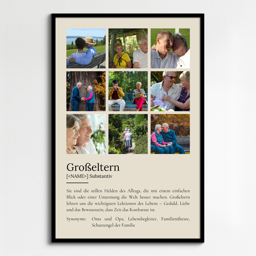 "Großeltern" Definition - Geschenk als Poster, Leinwand erstellen. Eigene Fotos und Text.