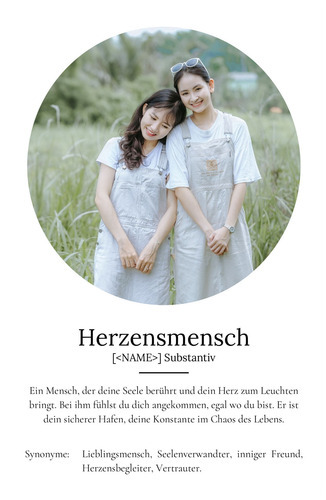 "Herzensmensch" Definition - Geschenk als Poster, Leinwand erstellen. Eigene Fotos und Text.