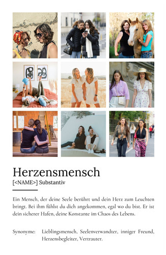 "Herzensmensch" Definition - Geschenk als Poster, Leinwand erstellen. Eigene Fotos und Text.