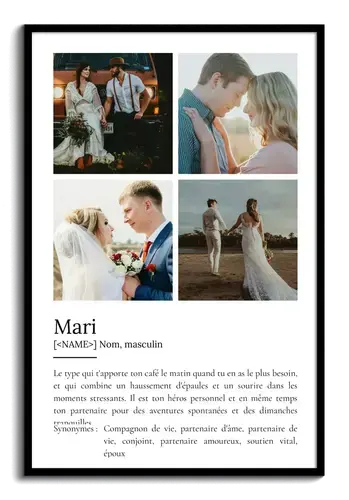 Poster Définition Personnalisé Ehemann - Cadeau Unique avec Photos et Texte Modifiables