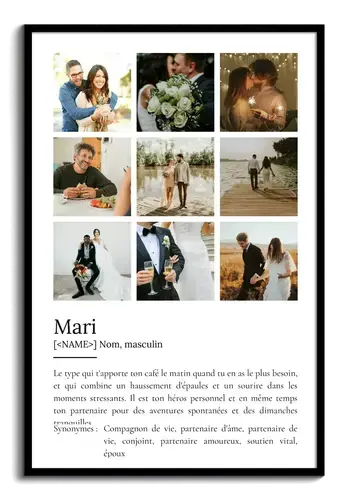 Poster Définition Personnalisé Ehemann - Cadeau Unique avec Photos et Texte Modifiables