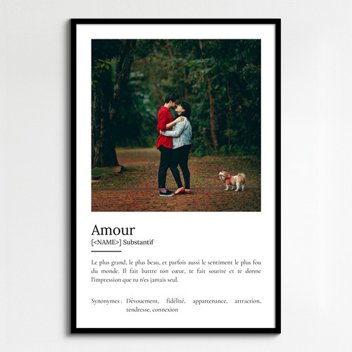 Poster Définition Amour personnalisé - Cadeau unique avec photo et texte ajustable