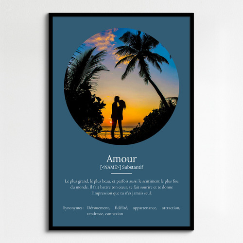 Poster Définition Amour personnalisé - Cadeau unique avec photo et texte ajustable