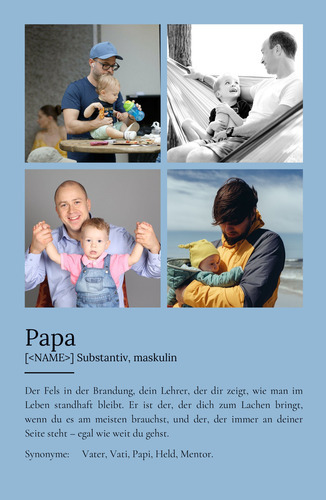 "Papa" Definition - Geschenk als Poster, Leinwand erstellen. Eigene Fotos und Text.
