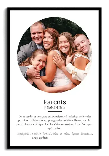 Poster Définition Personnalisé "Parents" - Cadeau Unique et Significatif