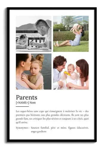 Poster Définition Personnalisé "Parents" - Cadeau Unique et Significatif