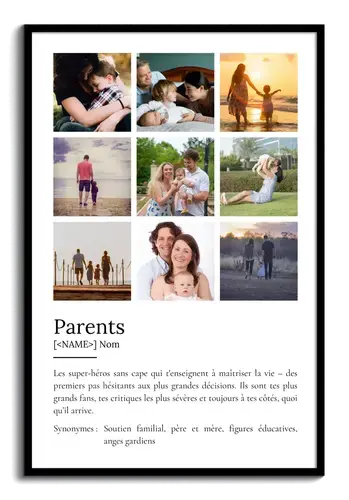 Poster Définition Personnalisé "Parents" - Cadeau Unique et Significatif