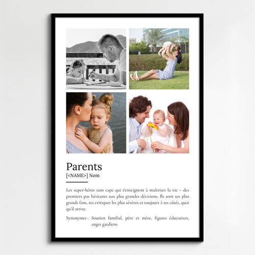 Poster Définition Personnalisé "Parents" - Cadeau Unique et Significatif