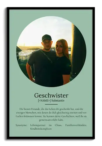 Definitionsposter Geschwister Duden-Stil personalisierbar