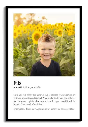 Poster Définition Personnalisé Fils - Cadeau Unique et Touchant