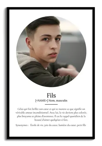 Poster Définition Personnalisé Fils - Cadeau Unique et Touchant