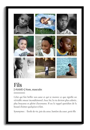 Poster Définition Personnalisé Fils - Cadeau Unique et Touchant