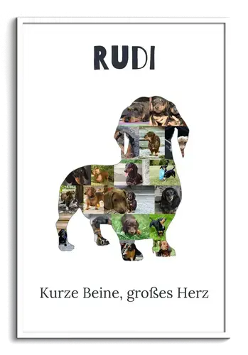 Hunde-Fotocollage "Dackel" erstellen. Eigene Fotos, Namen und Texte.