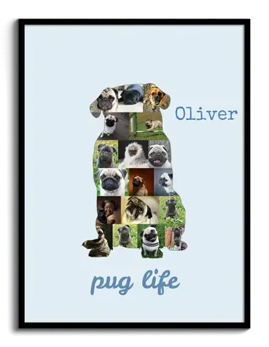 Collage Photo Chien Personnalisée pour Amoureux de Mops