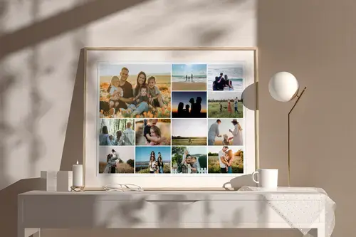 Familienfoto-Collage mit Vorlagen und Textoption