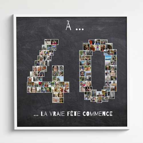 Numero 40 en photomontage avec plusieurs images en cadeau d anniversaire