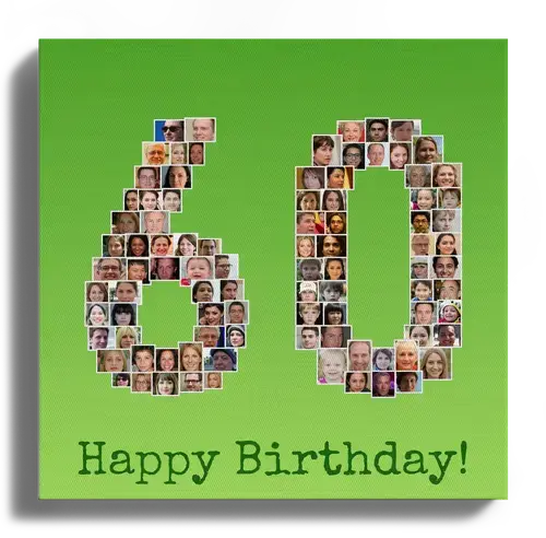 Collage photo anniversaire en numero 60 avec plusieurs images