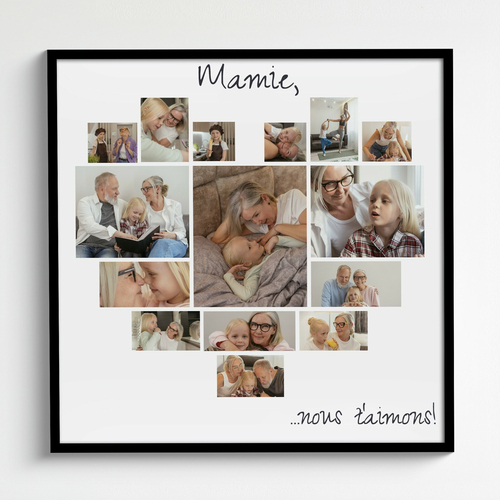 Fotocollage coeur mamie on t aime attention speciale aux grands parents